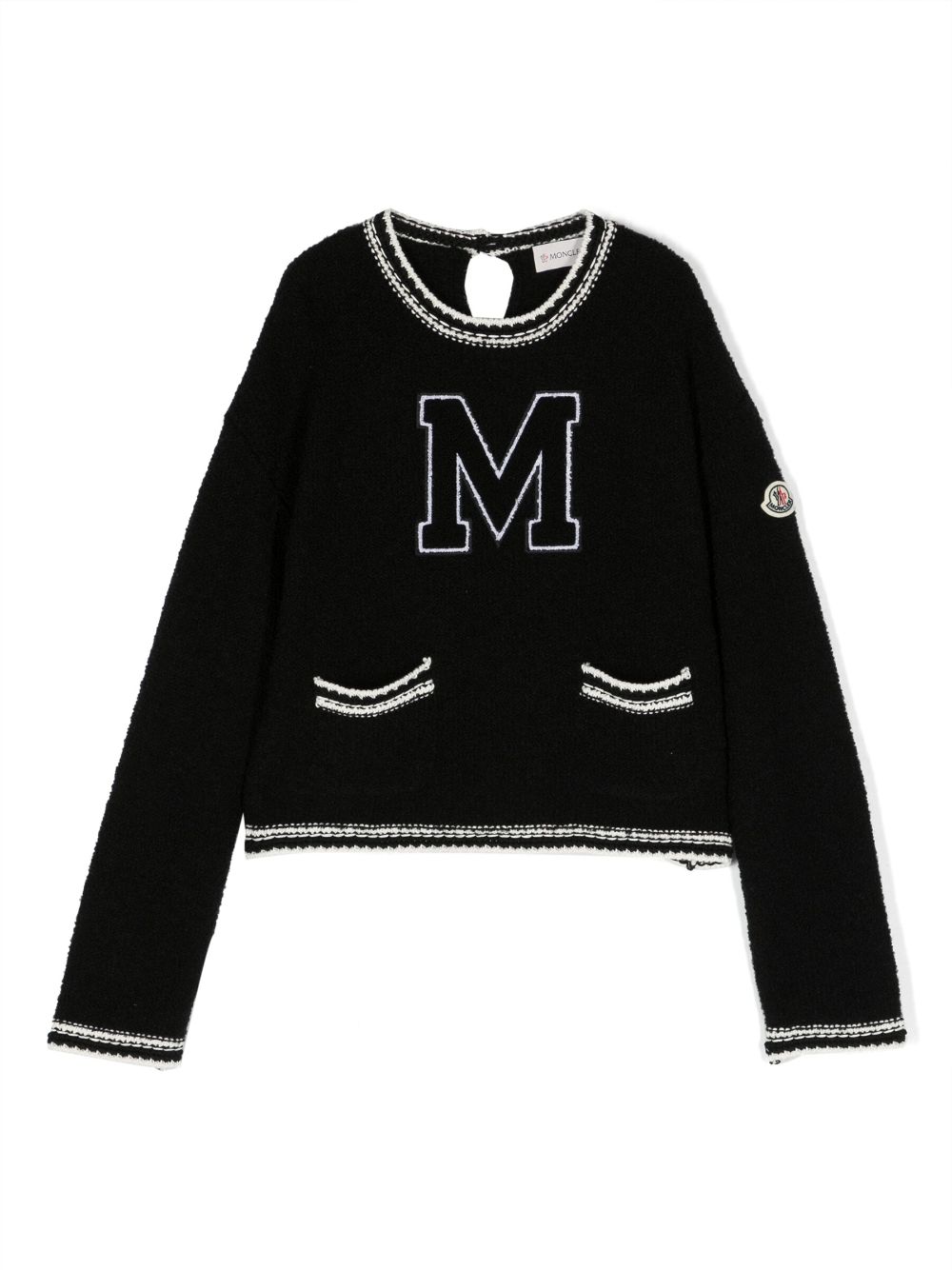 Logo-patch knitted jumper - White