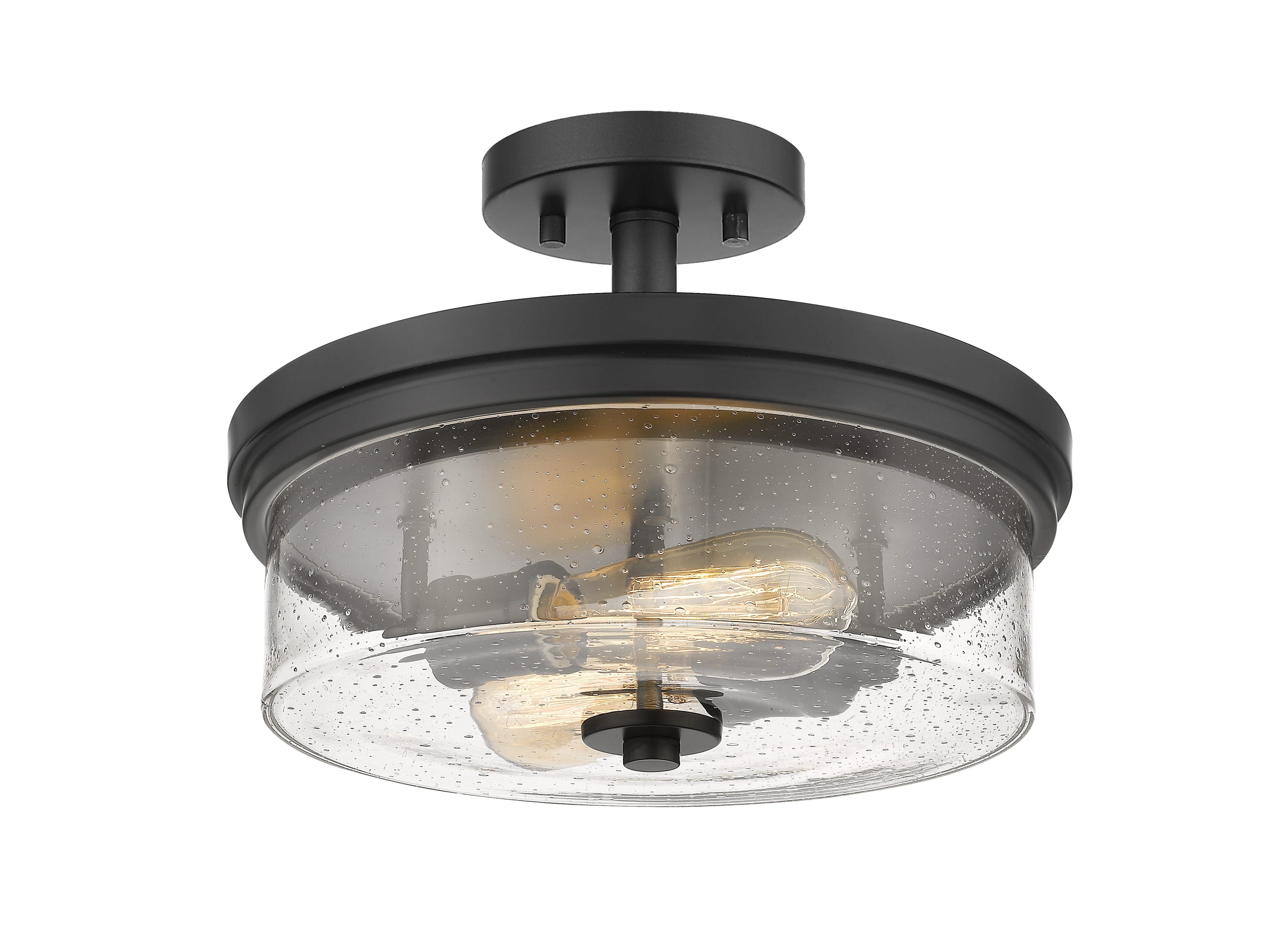 Bohin 2-Light Semi Flush Mount Ceiling Light In Matte Black