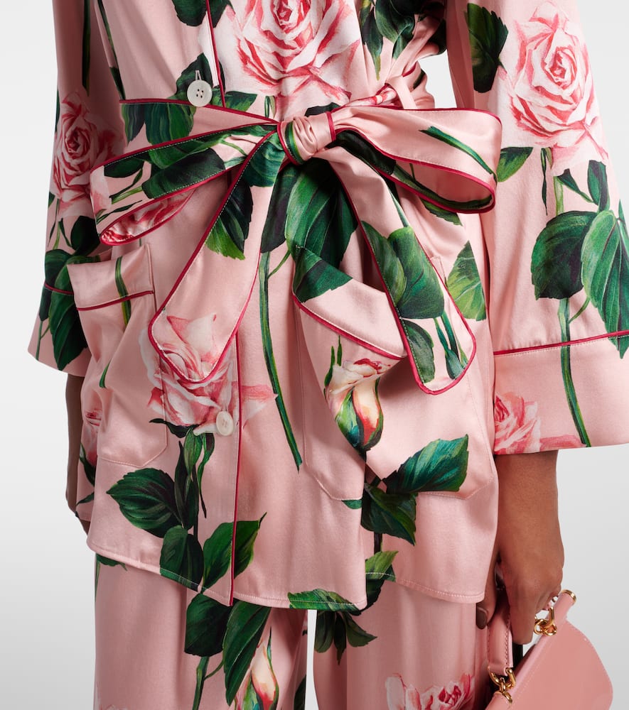 Floral silk-blend satin blouse