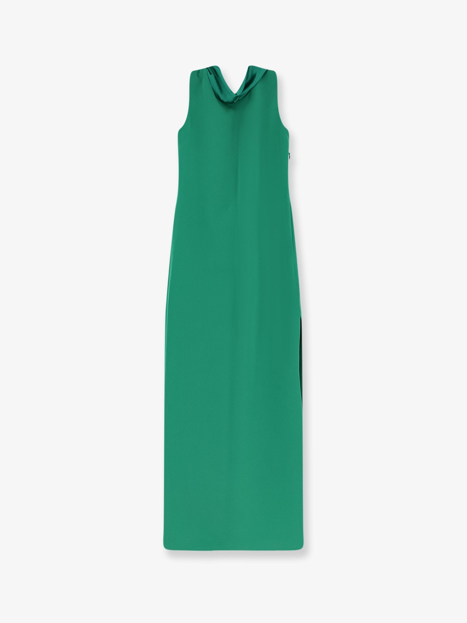 Plunging Back with Side Slit Dress — Green