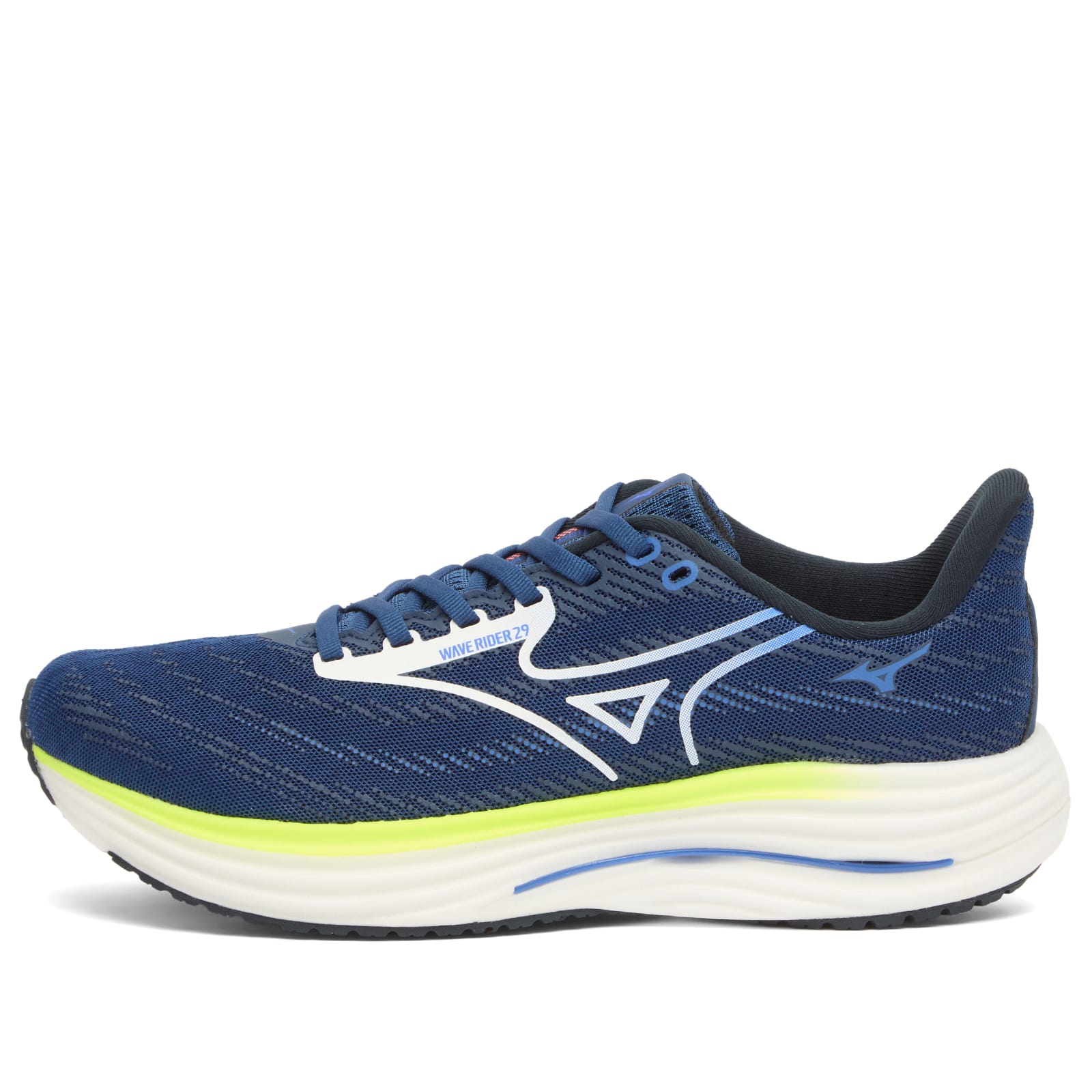Men's Running Wave Rider 29 Sneaker in White/Estate Blue/Lightning Yellow