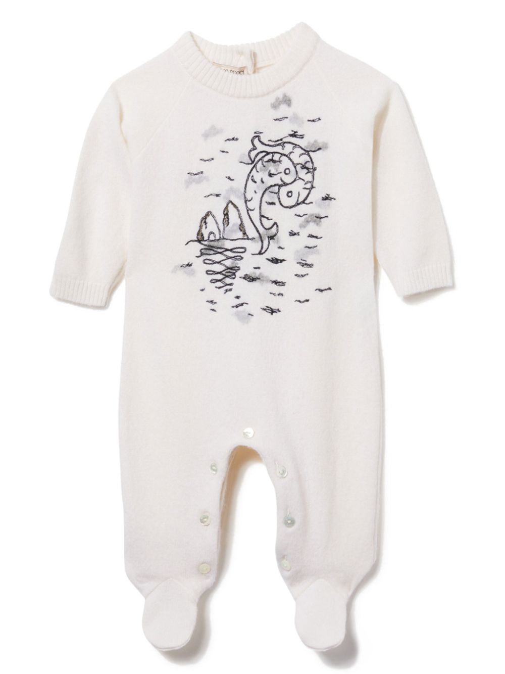 Pesci-embroidery babygrow - White