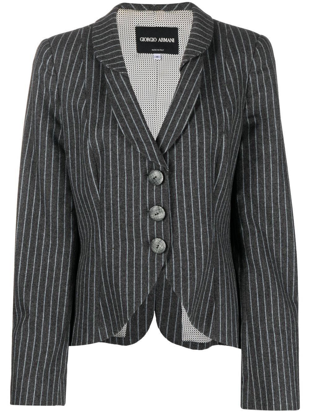 1990s notches lapels pinstripe blazer - Grey