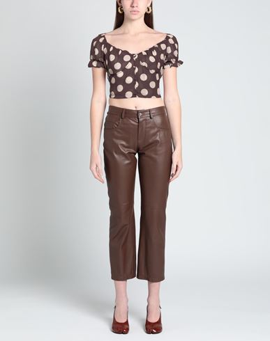 Woman Top Dark brown Size M Polyester