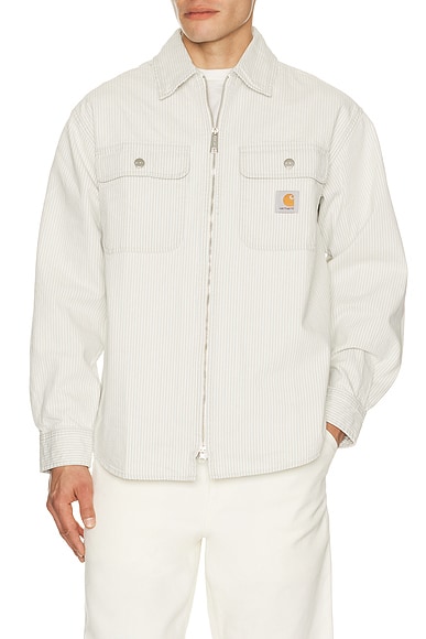 Carhartt WIP Mercer Shirt Jacket in Mercer Stripe Graphite & Wax - Light Grey. L also in M, XL/1X