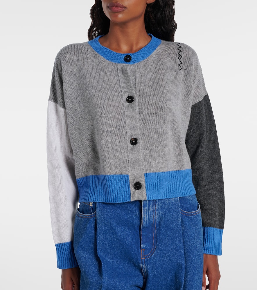 Colorblocked cashmere cardigan