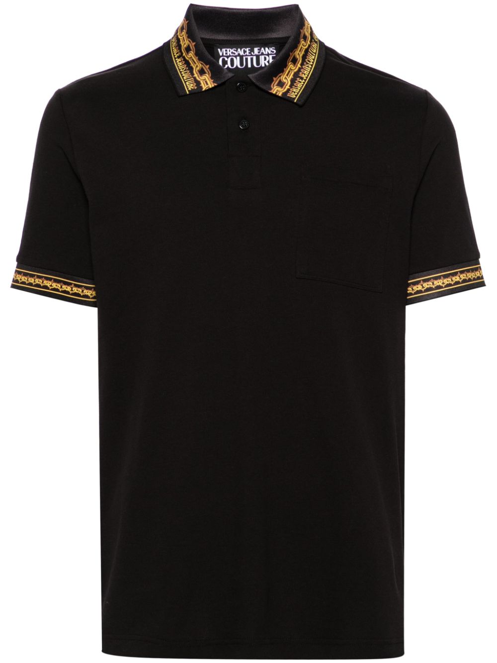 Contrasting-trim piqué polo shirt - Black