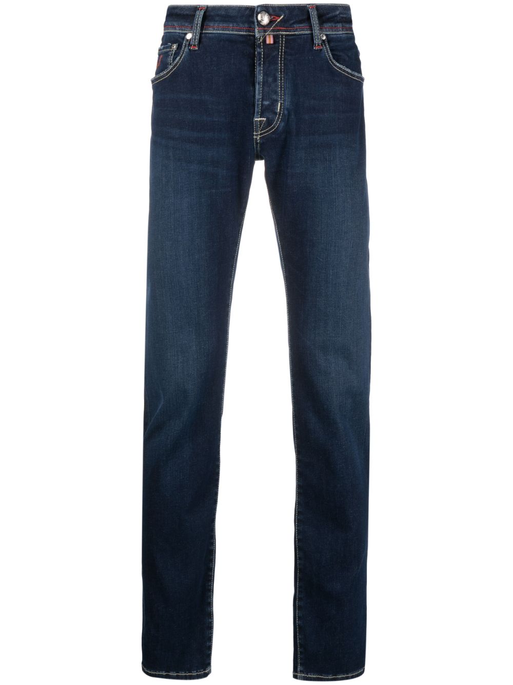 Logo-embroidered slim-fit jeans - Blue