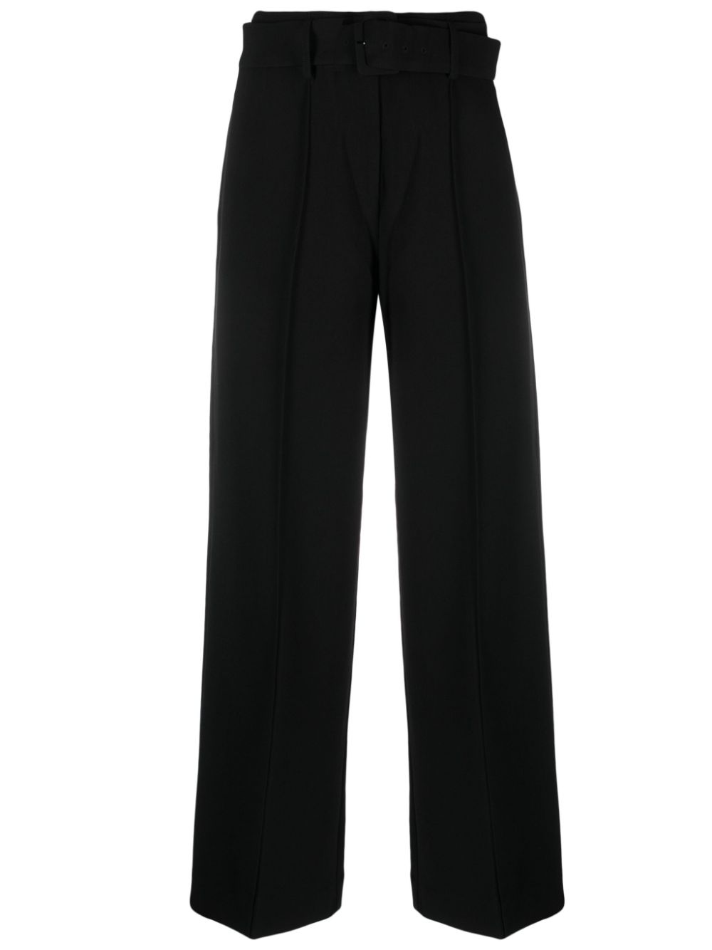 Belted straight-leg trousers - Black