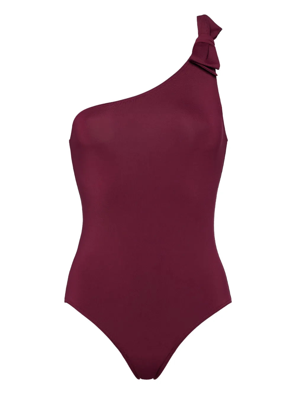One-Shoulder Bow-Embellished Swimsuit — Purple