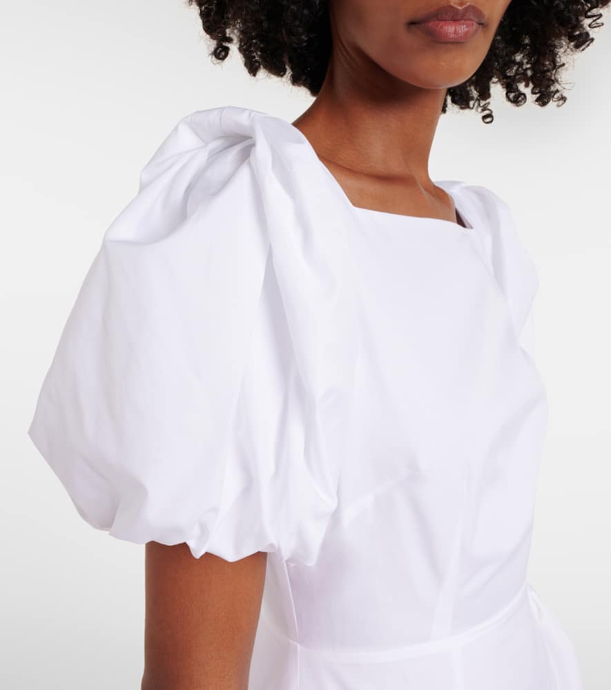 Puff-sleeve cotton poplin midi dress