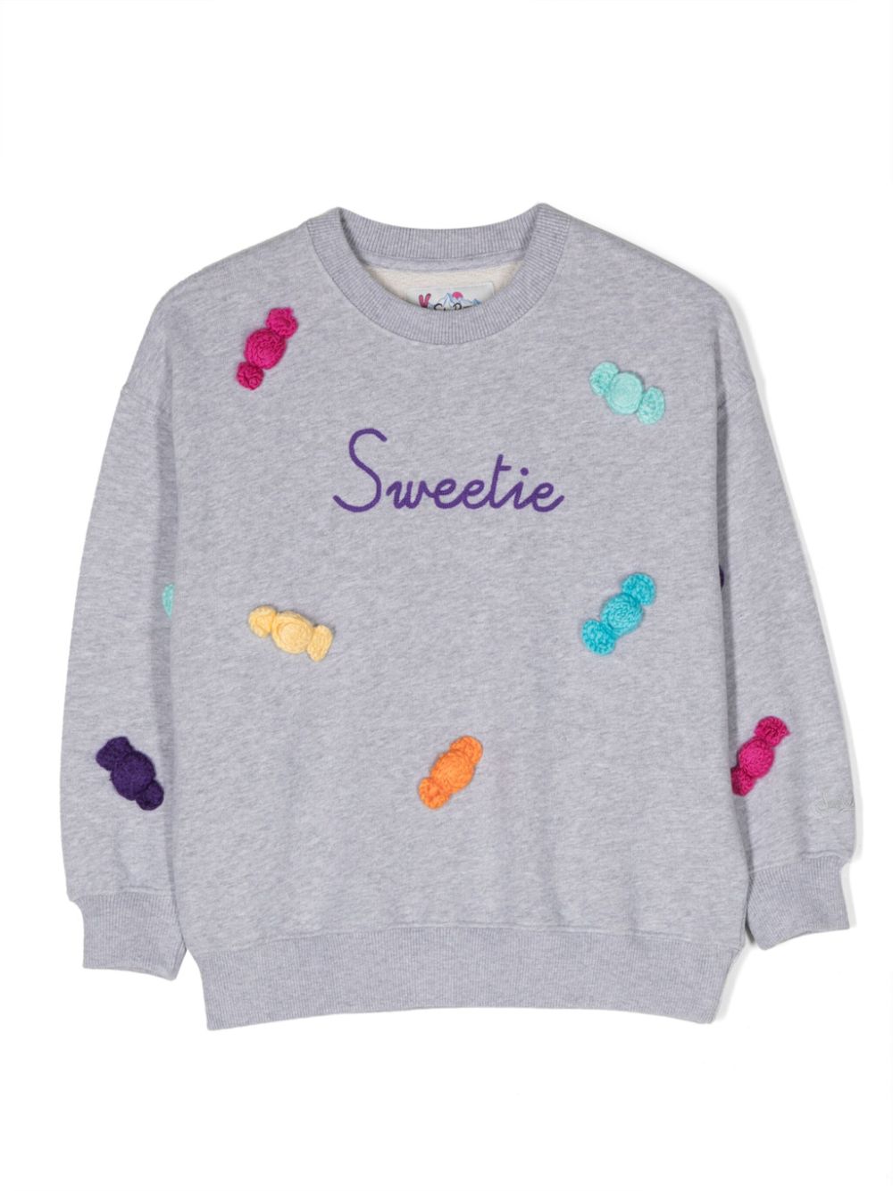 Candy-appliqué cotton sweatshirt - Grey