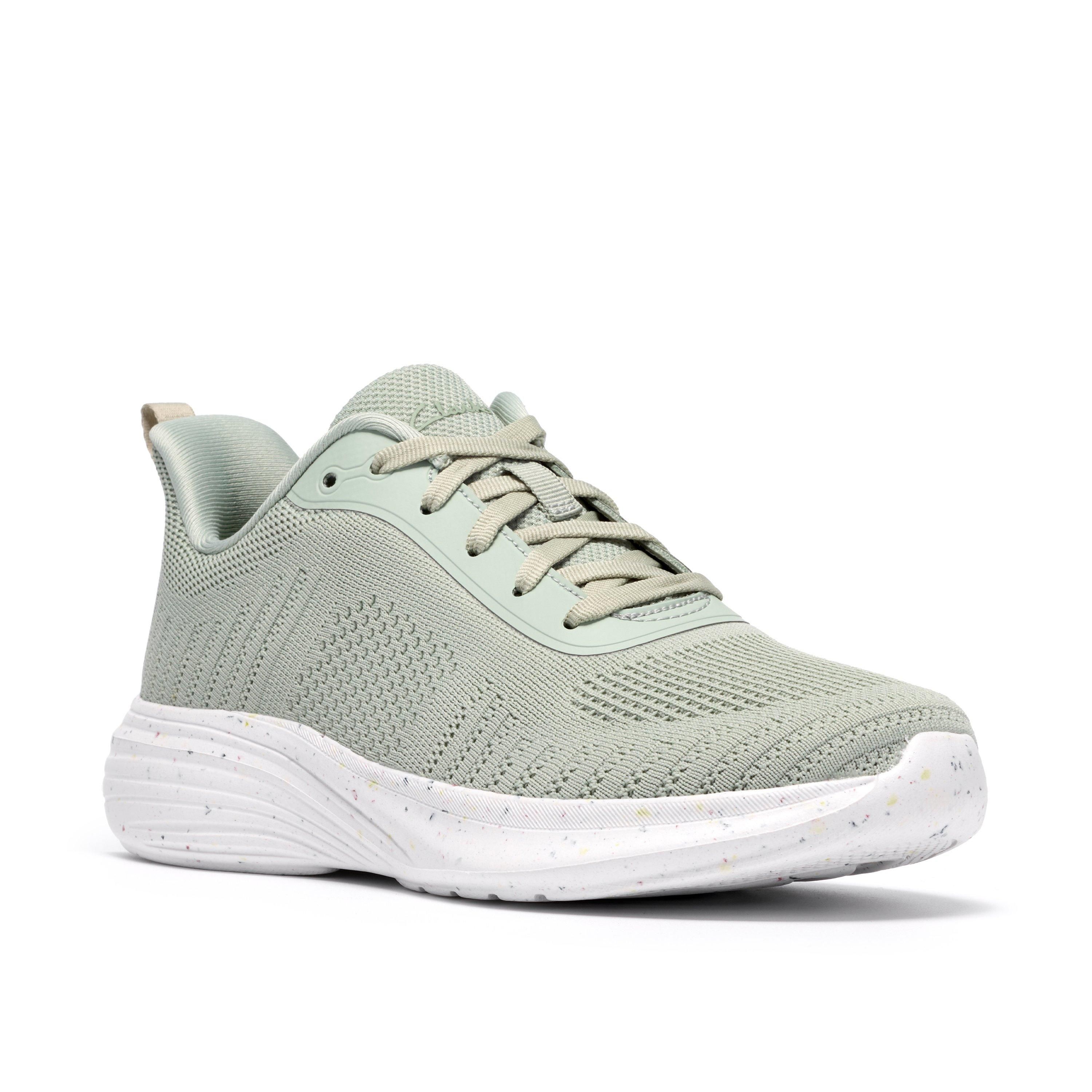 Clarks Izza Knit Olive Knit Trainers In Green