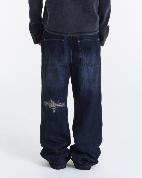 Dirty Faded Straight Denim Pants
