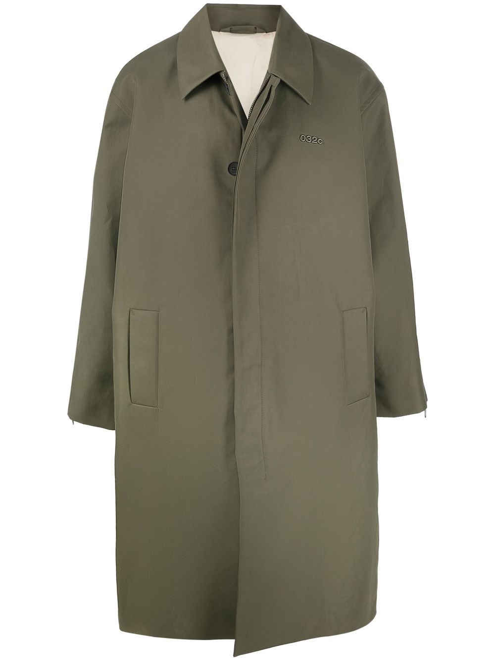 Logo-plaque trench coat - Green