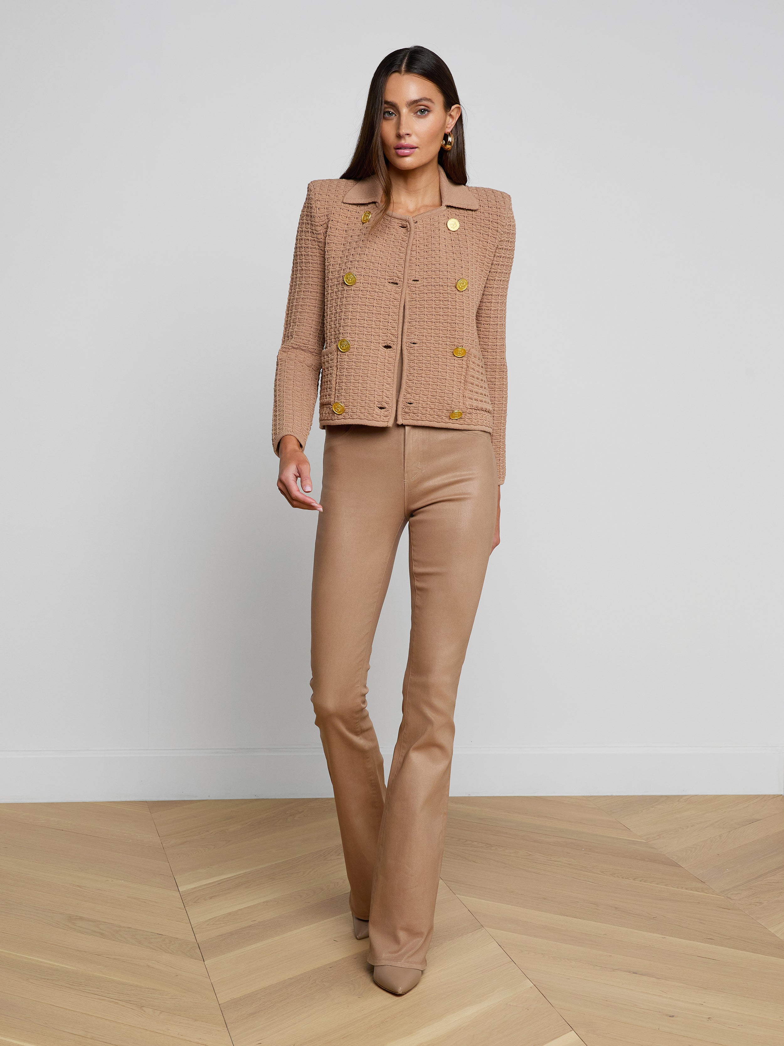 Charlie Knit Jacket In Cappuccino/gold