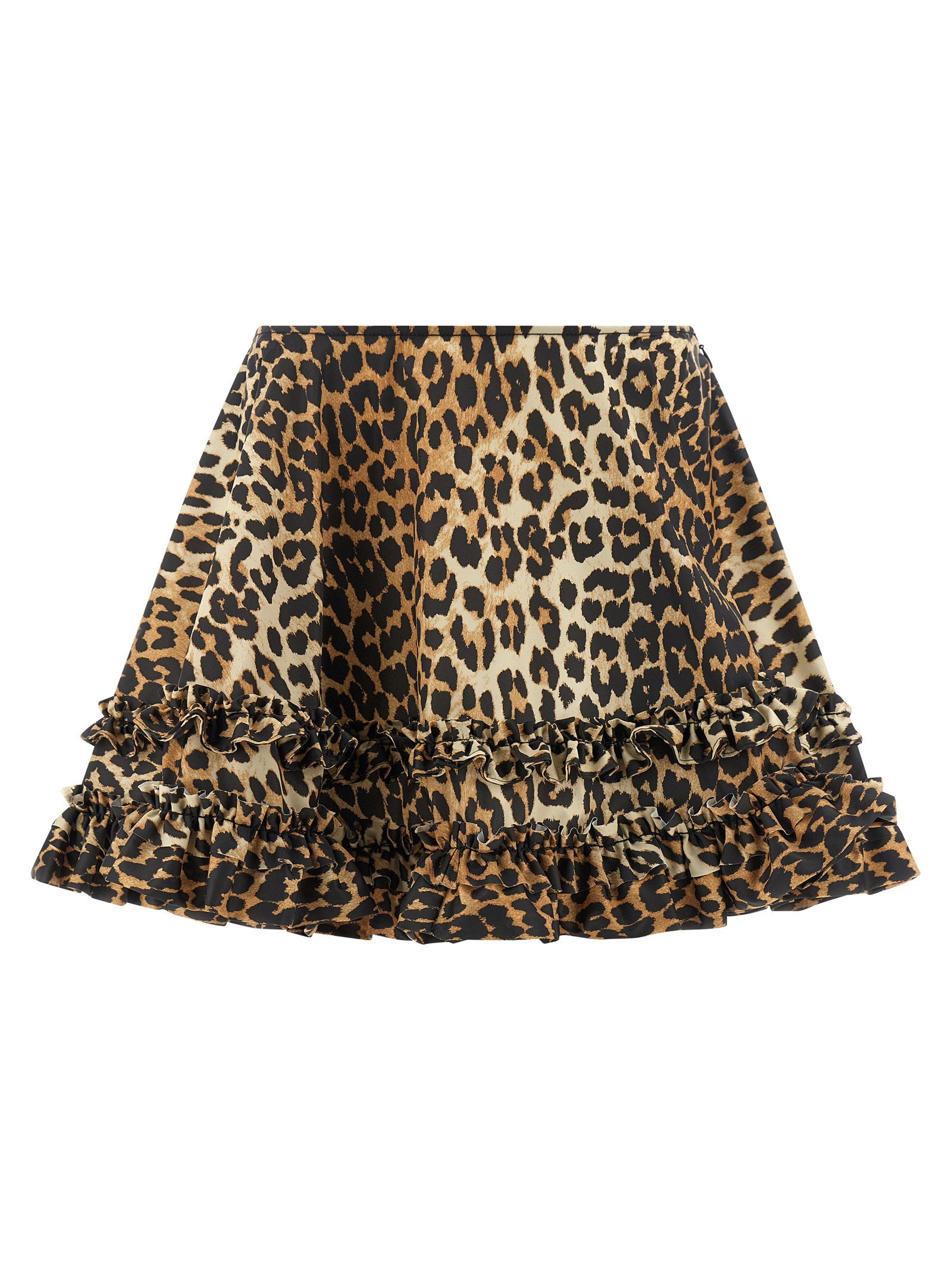 Leopard Duchesse Nylon Skirt — brown