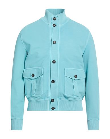 Man Sweatshirt Turquoise Size L Cotton, Elastane
