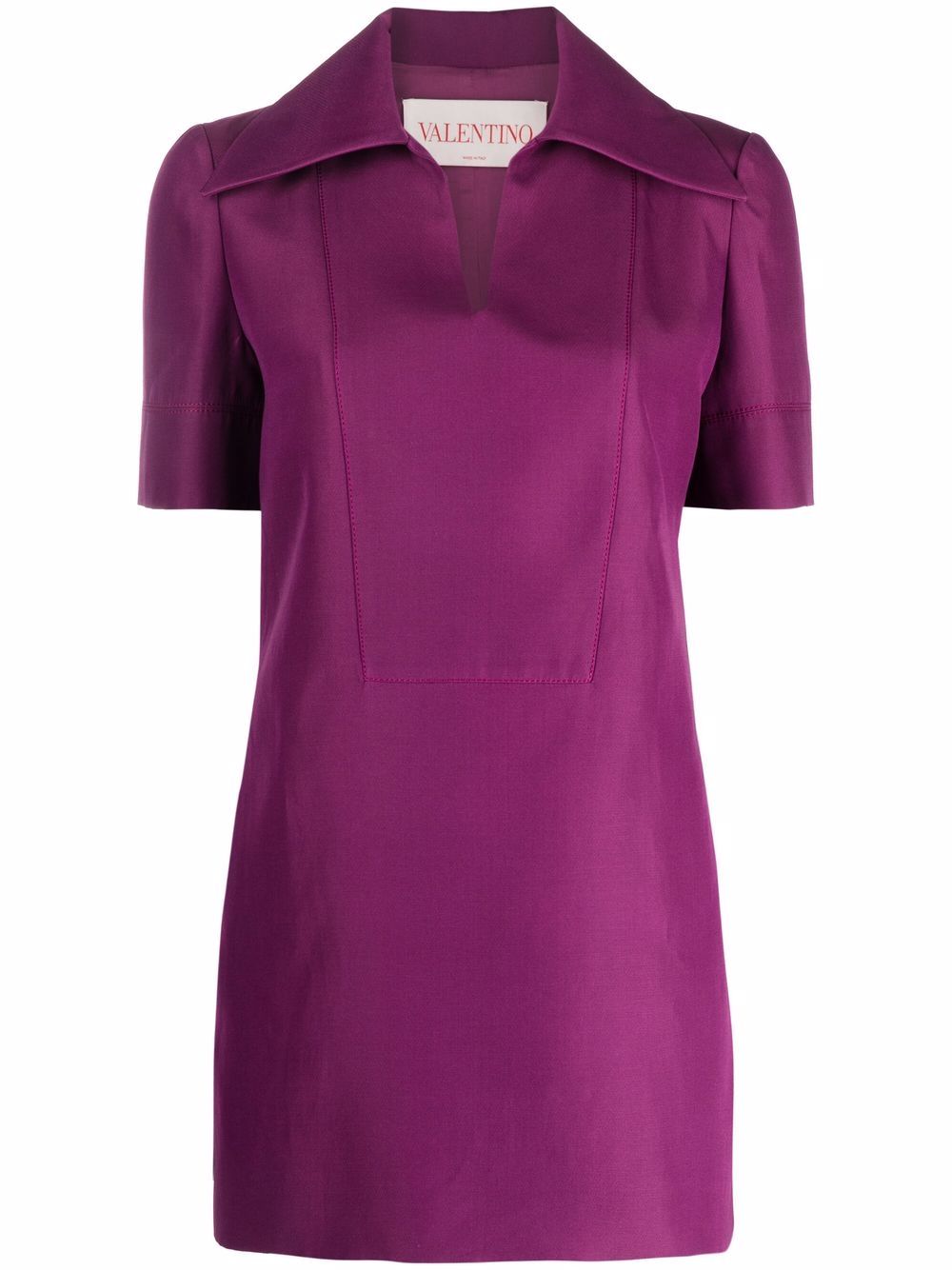 Open collar short sleeve dress - Purple