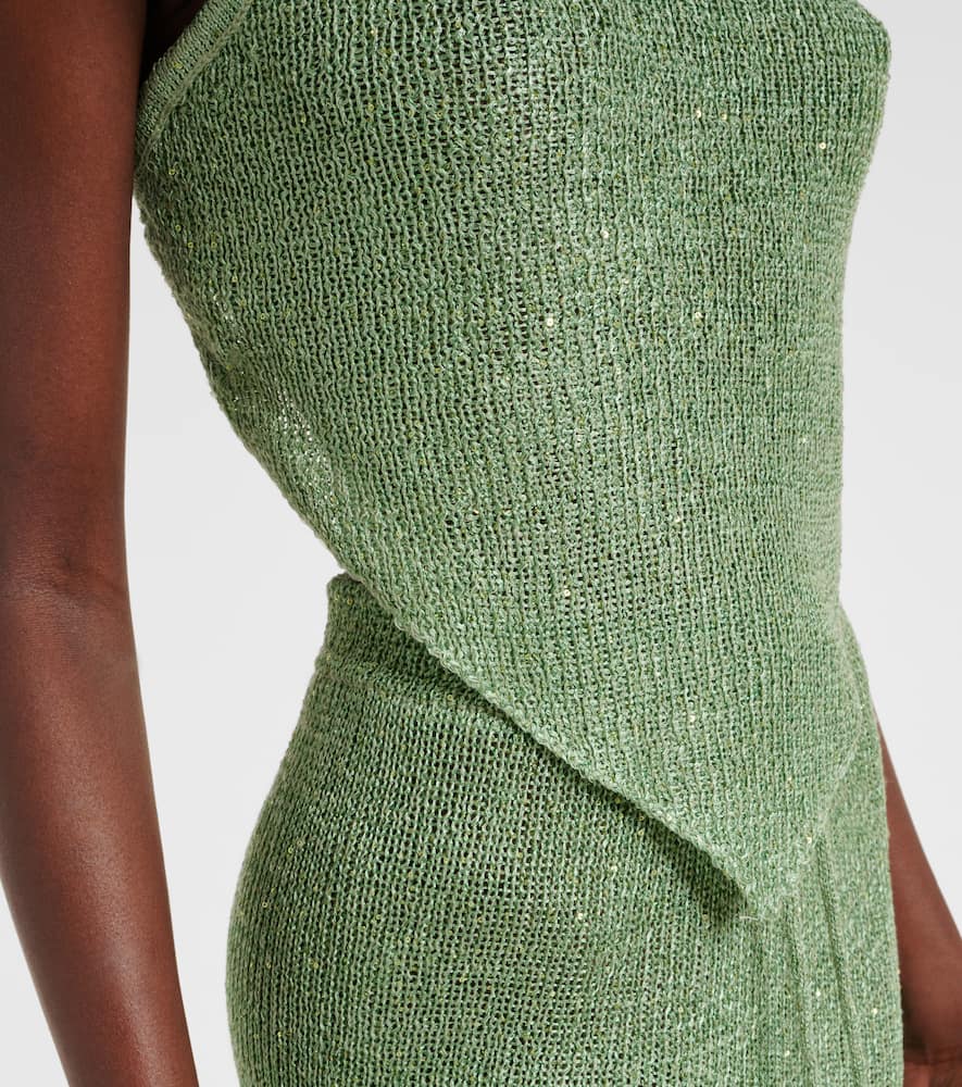 Liz sequined knitted halterneck top