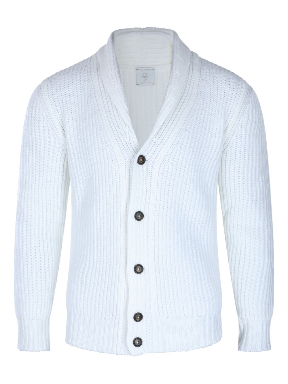 Shawl-collar ribbed cardigan - White