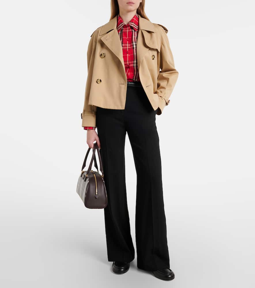 Check peplum cotton shirt