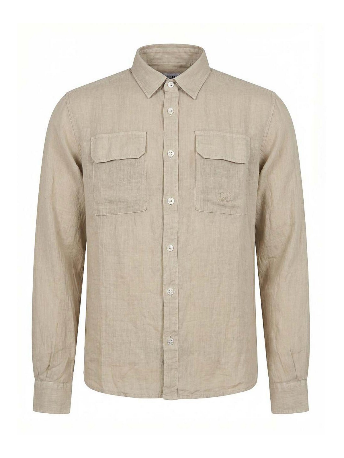 C. P. Company Dove Grey Linen Long-Sleeved Shirt