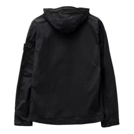 Supima Cotton Twill Stretch Hooded Jacket 'Black'