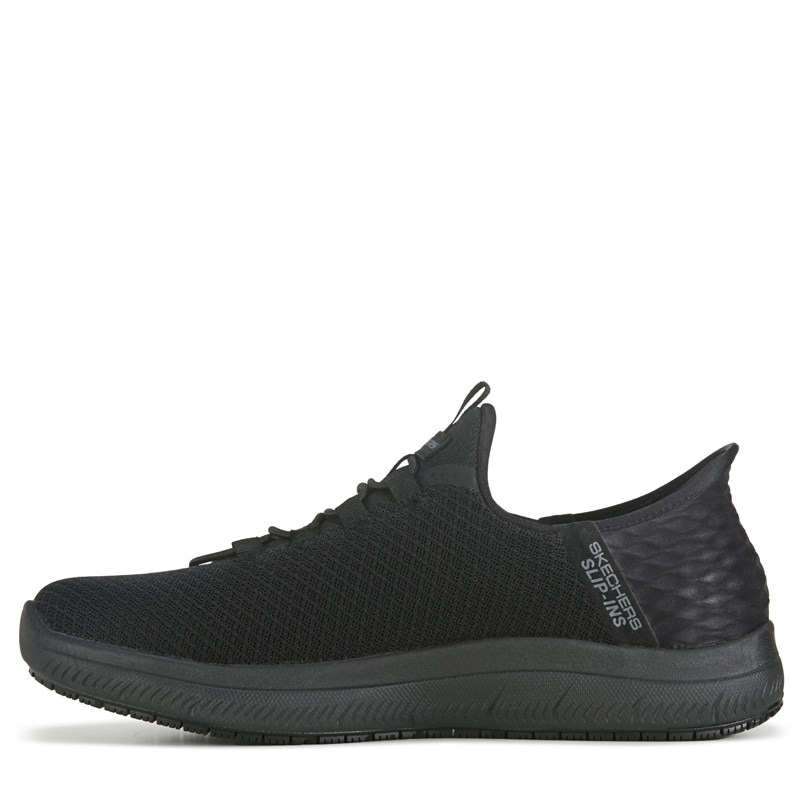 Work Men's Slip-Ins Summits Wide Slip Resistant Sneakers (Black)