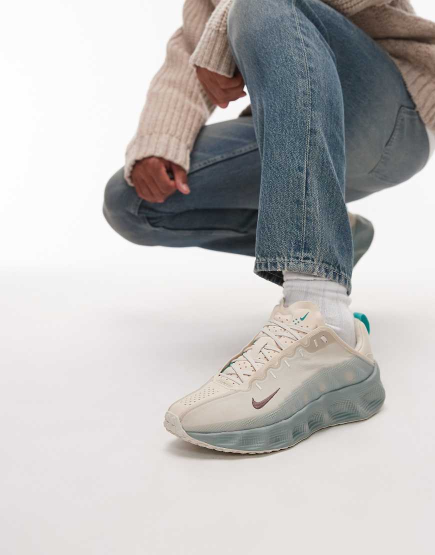Ava Rover trainers in beige and teal-Green