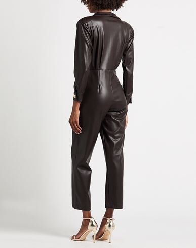 Woman Jumpsuit Chocolate brown Size L Polyester, Polyurethane