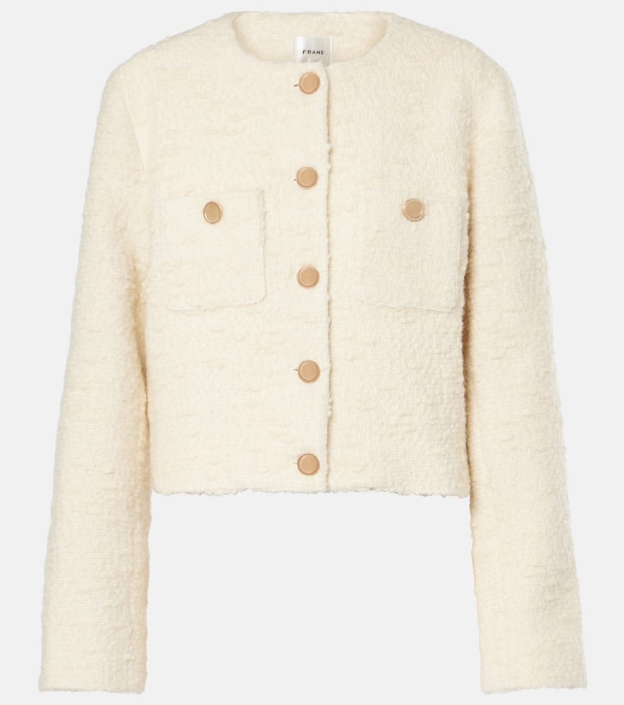 Cropped cotton and wool jacket