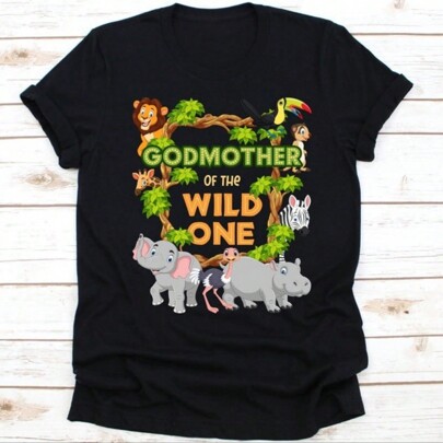 Godmother Of The Wild One Shirt, Gift For God Mother, Godmother Shirt, Baptismal Sponsors, Infant Baptism, Godparents Graphic, Wild Anima