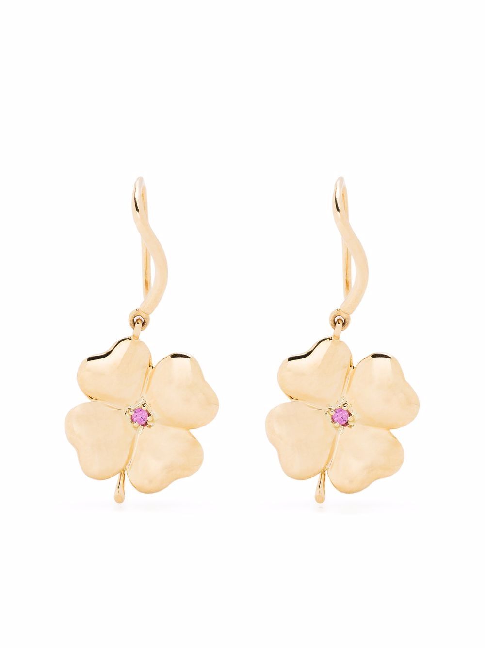 18kt yellow gold Clover pink sapphire earrings