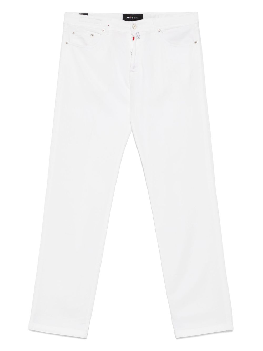 Kiton logo-patch trousers - White
