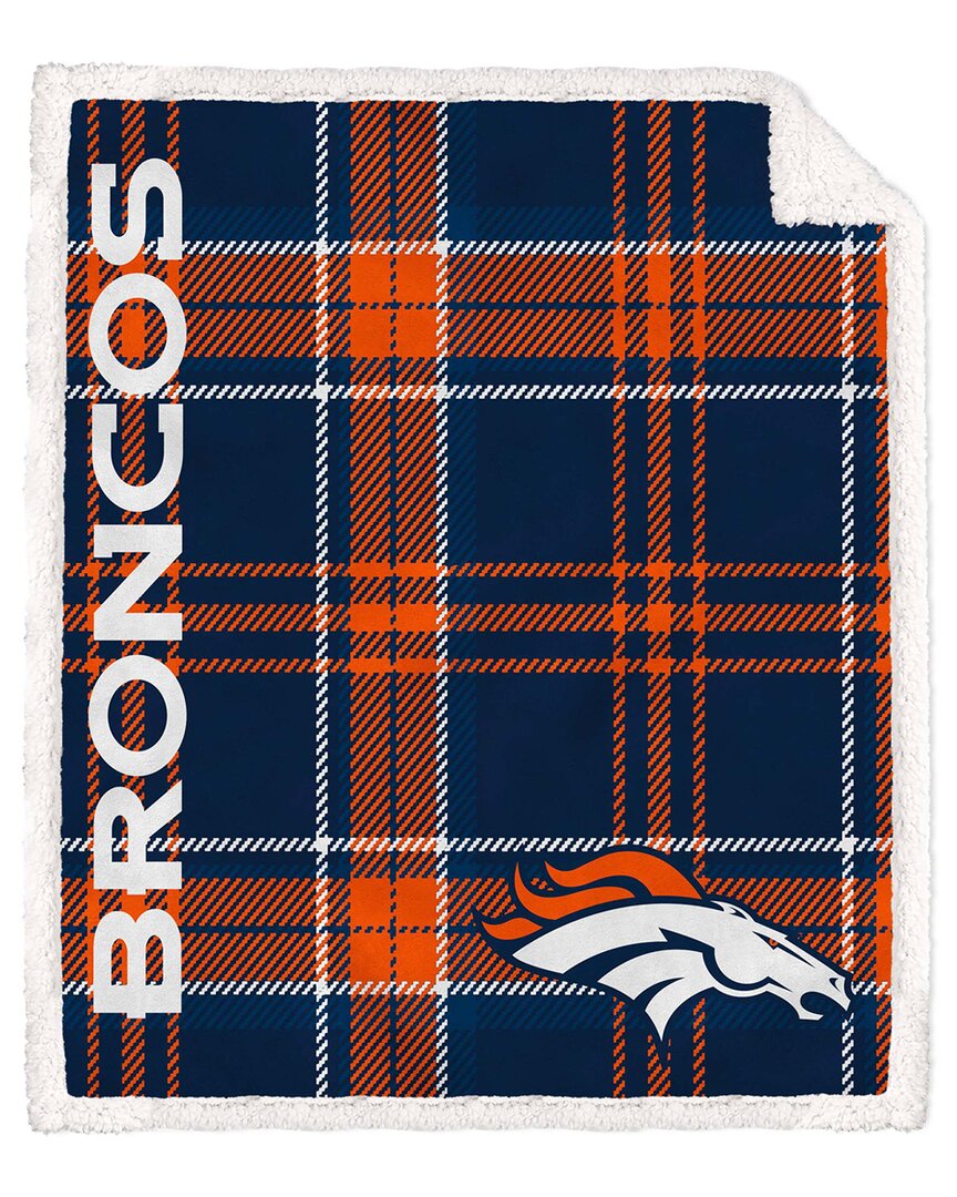 Denver Broncos Nfl Team Classic Plaid Sherpa Throw