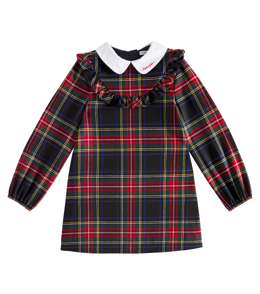 Wool and cotton-blend tartan dress