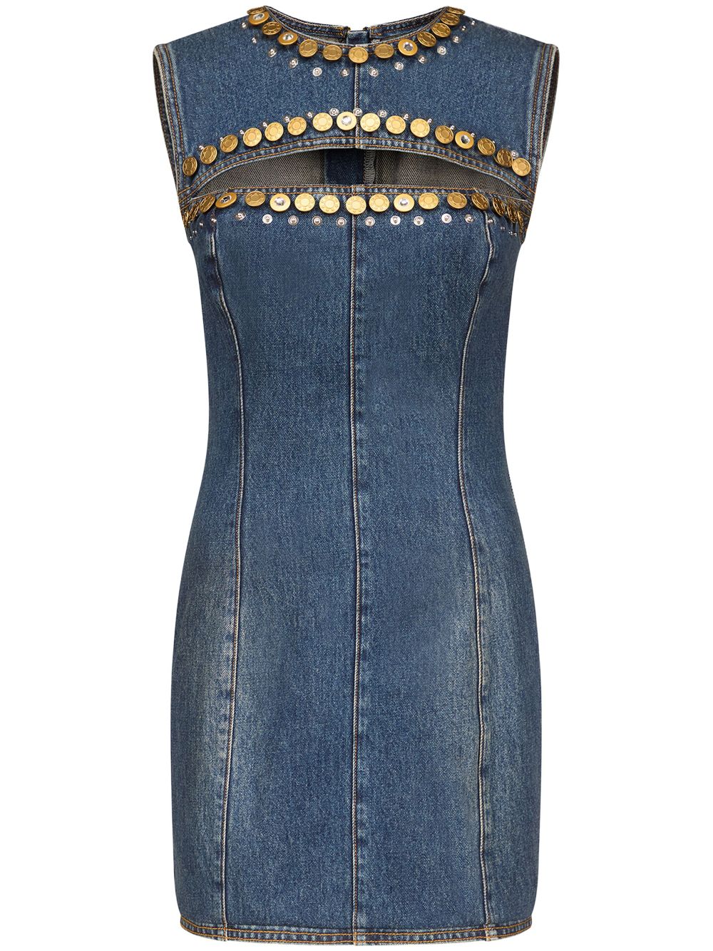 Button-embellished minidress - Blue
