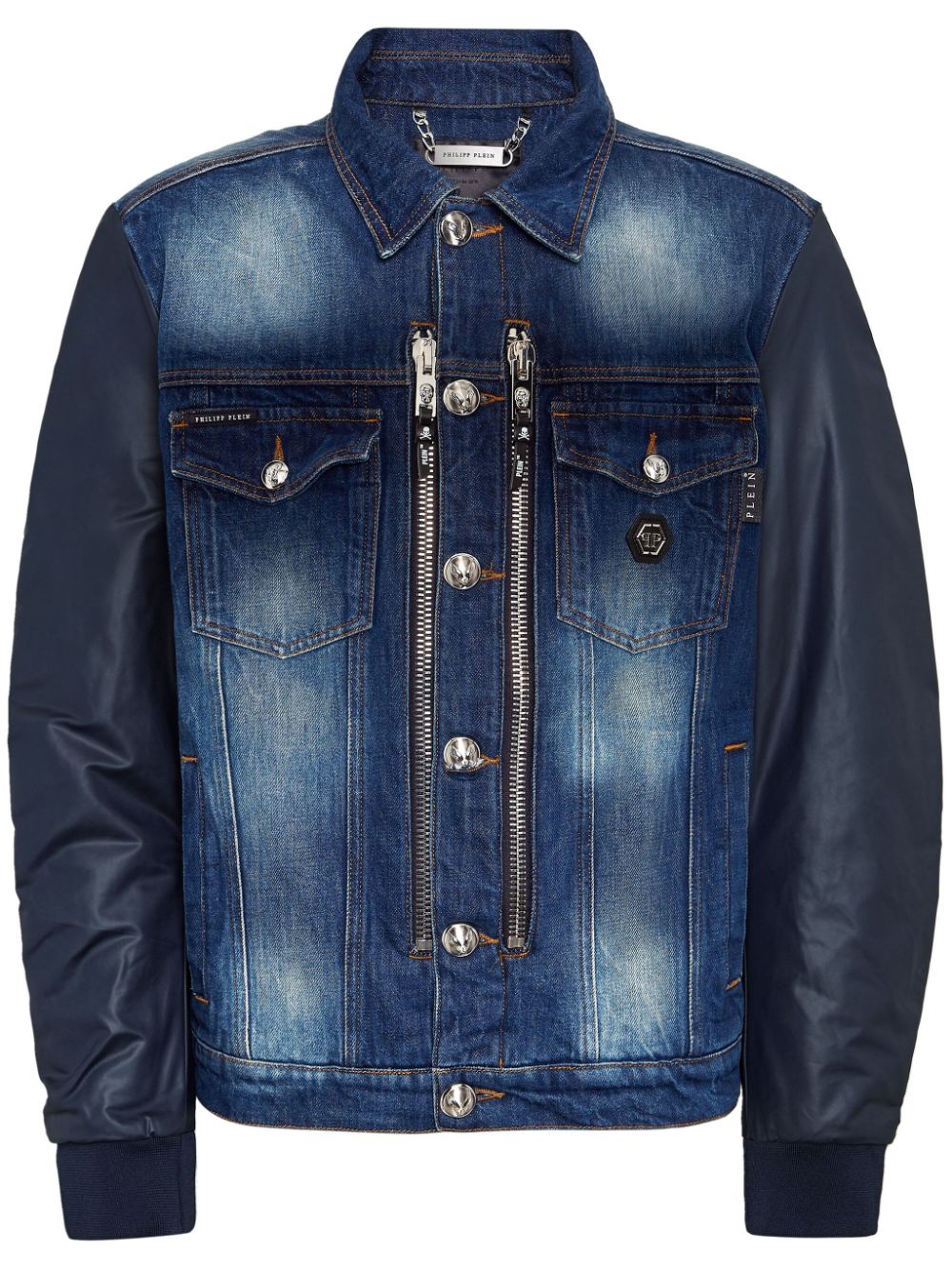 Contrasting-sleeve denim jacket - Grey