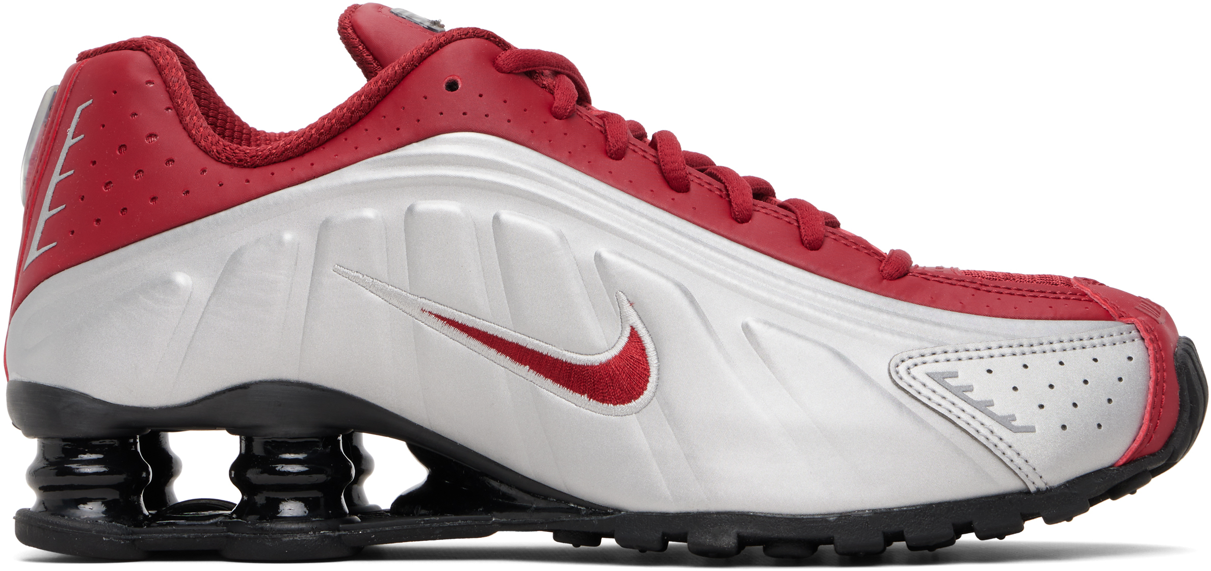 Red & Silver Shox R4 Sneakers