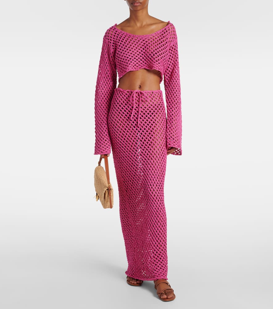 Magen crochet cotton-blend maxi skirt
