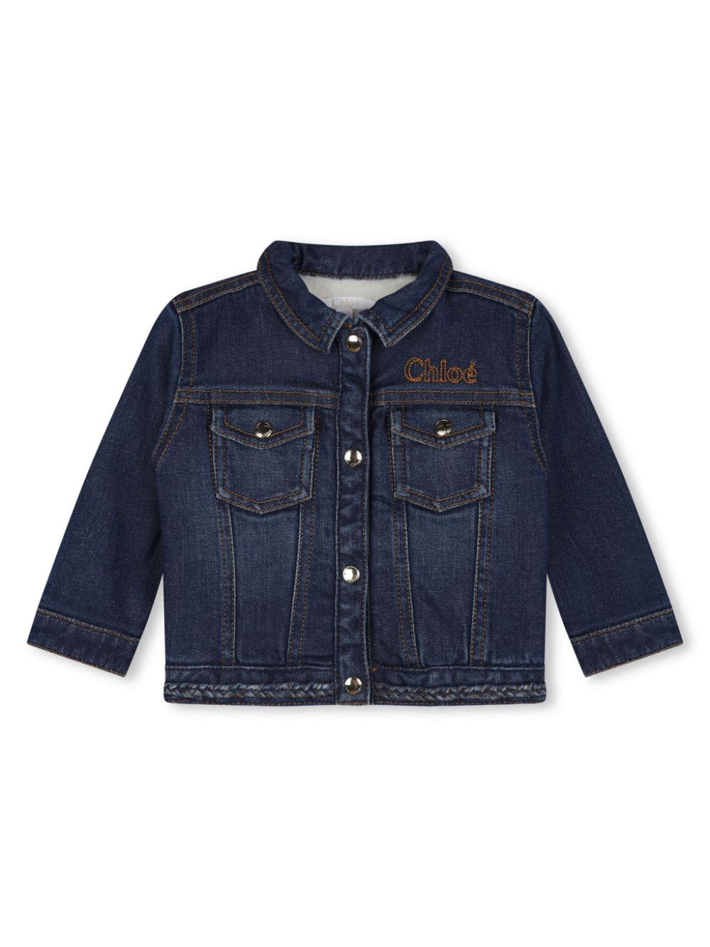 Logo-embroidered denim jacket - Blue