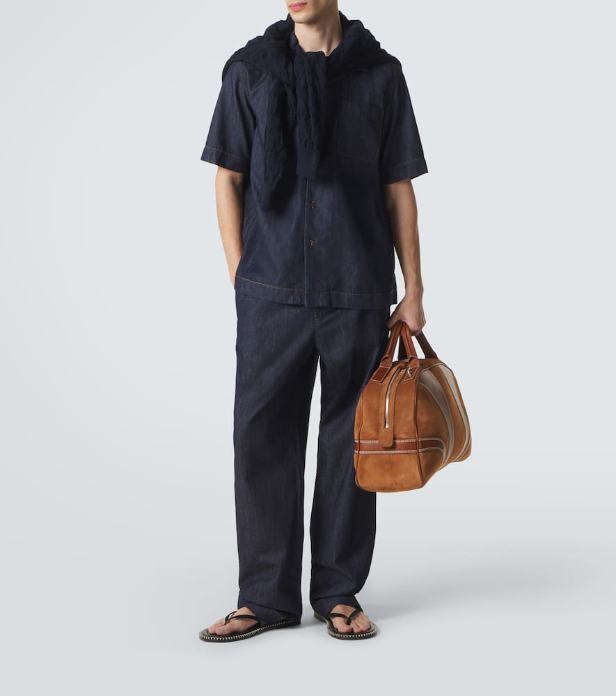Cotton denim bowling shirt