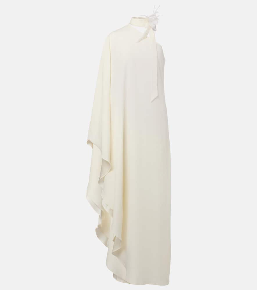 Bolkan Garden feather-trimmed maxi dress