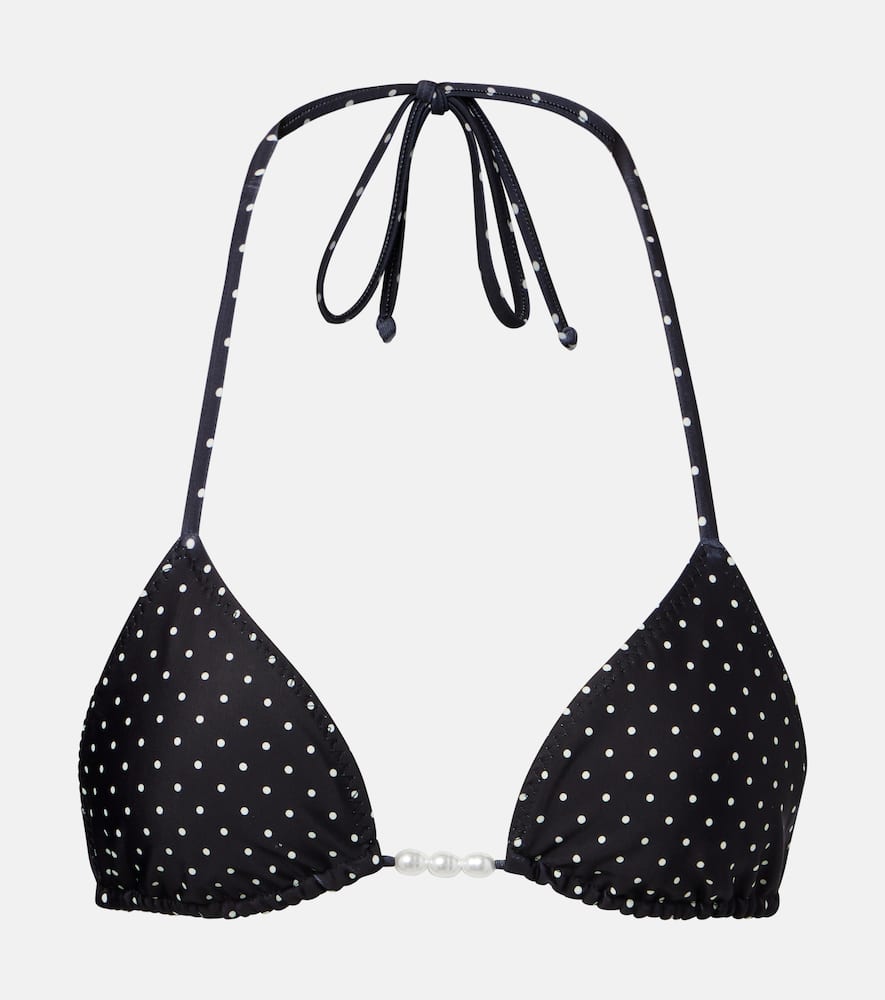 Embellished polka-dot bikini top