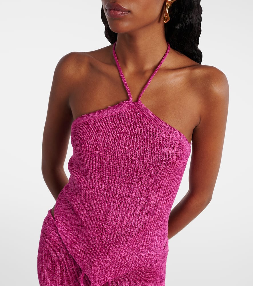Bananhot Liz knitted sequined halterneck top