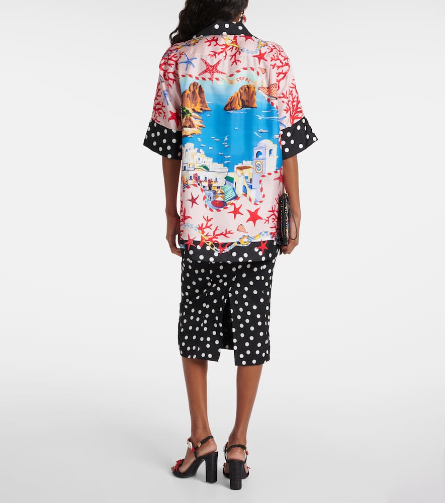 Capri printed silk satin shirt