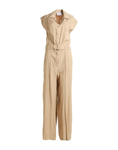 Woman Jumpsuit Sand Size 12 Viscose, Linen