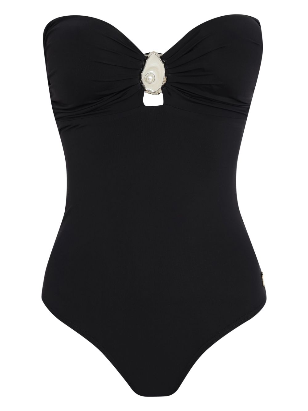 Shell-appliqué swimsuit - Black