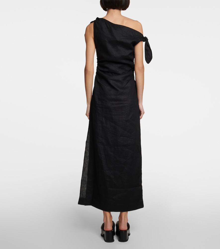 One-shoulder linen maxi dress